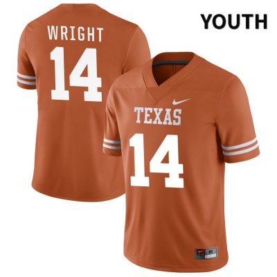 Texas Longhorns Youth #14 Charles Wright Authentic Orange NIL 2022 College Football Jersey HYA76P8X